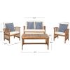SAFAVIEH Outdoor Collection Rocklin Natural/ Green Cushion 4-Piece Conversation Patio Set(Natural/Beige/Thinstripe)