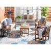 SAFAVIEH Outdoor Collection Rocklin Natural/ Green Cushion 4-Piece Conversation Patio Set(Natural/Beige/Thinstripe)