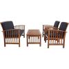 SAFAVIEH Outdoor Collection Rocklin Natural/ Green Cushion 4-Piece Conversation Patio Set(Natural/Black)