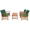 SAFAVIEH Outdoor Collection Rocklin Natural/ Green Cushion 4-Piece Conversation Patio Set(Natural/Green)