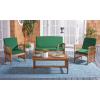SAFAVIEH Outdoor Collection Rocklin Natural/ Green Cushion 4-Piece Conversation Patio Set(Natural/Green)