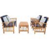 SAFAVIEH Outdoor Collection Rocklin Natural/ Green Cushion 4-Piece Conversation Patio Set(Natural/Navyblue)