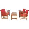 SAFAVIEH Outdoor Collection Rocklin Natural/ Green Cushion 4-Piece Conversation Patio Set(Natural/Red)