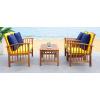 SAFAVIEH Outdoor Collection Rocklin Natural/ Green Cushion 4-Piece Conversation Patio Set(Natural/Yellow/Navy)