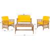 SAFAVIEH Outdoor Collection Rocklin Natural/ Green Cushion 4-Piece Conversation Patio Set(Natural/Yellow/Navy)