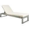 SAFAVIEH Outdoor Collection Solano Natural Brown Solid Wood/Black Cushion Patio Adjustable Chaise Lounge Chair (PAT7024F)(Grey/Beige)