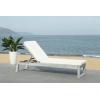 SAFAVIEH Outdoor Collection Solano Natural Brown Solid Wood/Black Cushion Patio Adjustable Chaise Lounge Chair (PAT7024F)(Grey/Beige)