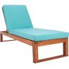 SAFAVIEH Outdoor Collection Solano Natural Brown Solid Wood/Black Cushion Patio Adjustable Chaise Lounge Chair (PAT7024F)(Natural/Aqua)