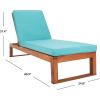 SAFAVIEH Outdoor Collection Solano Natural Brown Solid Wood/Black Cushion Patio Adjustable Chaise Lounge Chair (PAT7024F)(Natural/Aqua)