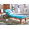 SAFAVIEH Outdoor Collection Solano Natural Brown Solid Wood/Black Cushion Patio Adjustable Chaise Lounge Chair (PAT7024F)(Natural/Aqua)