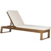 SAFAVIEH Outdoor Collection Solano Natural Brown Solid Wood/Black Cushion Patio Adjustable Chaise Lounge Chair (PAT7024F)(Natural/Beige)