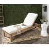 SAFAVIEH Outdoor Collection Solano Natural Brown Solid Wood/Black Cushion Patio Adjustable Chaise Lounge Chair (PAT7024F)(Natural/Beige)