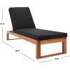 SAFAVIEH Outdoor Collection Solano Natural Brown Solid Wood/Black Cushion Patio Adjustable Chaise Lounge Chair (PAT7024F)(Natural/Black)