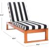 SAFAVIEH Outdoor Collection Solano Natural Brown Solid Wood/Black Cushion Patio Adjustable Chaise Lounge Chair (PAT7024F)(Natural/Black Stripe)