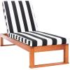 SAFAVIEH Outdoor Collection Solano Natural Brown Solid Wood/Black Cushion Patio Adjustable Chaise Lounge Chair (PAT7024F)(Natural/Black Stripe)