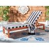 SAFAVIEH Outdoor Collection Solano Natural Brown Solid Wood/Black Cushion Patio Adjustable Chaise Lounge Chair (PAT7024F)(Natural/Black Stripe)