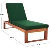 SAFAVIEH Outdoor Collection Solano Natural Brown Solid Wood/Black Cushion Patio Adjustable Chaise Lounge Chair (PAT7024F)(Natural/Green)