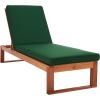 SAFAVIEH Outdoor Collection Solano Natural Brown Solid Wood/Black Cushion Patio Adjustable Chaise Lounge Chair (PAT7024F)(Natural/Green)