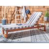 SAFAVIEH Outdoor Collection Solano Natural Brown Solid Wood/Black Cushion Patio Adjustable Chaise Lounge Chair (PAT7024F)(Natural/Grey Stripe)