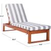 SAFAVIEH Outdoor Collection Solano Natural Brown Solid Wood/Black Cushion Patio Adjustable Chaise Lounge Chair (PAT7024F)(Natural/Grey Stripe)