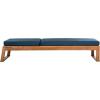SAFAVIEH Outdoor Collection Solano Natural Brown Solid Wood/Black Cushion Patio Adjustable Chaise Lounge Chair (PAT7024F)(Natural/Navy)