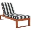 SAFAVIEH Outdoor Collection Solano Natural Brown Solid Wood/Black Cushion Patio Adjustable Chaise Lounge Chair (PAT7024F)(Natural/Navy Stripe)