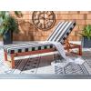 SAFAVIEH Outdoor Collection Solano Natural Brown Solid Wood/Black Cushion Patio Adjustable Chaise Lounge Chair (PAT7024F)(Natural/Navy Stripe)