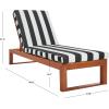 SAFAVIEH Outdoor Collection Solano Natural Brown Solid Wood/Black Cushion Patio Adjustable Chaise Lounge Chair (PAT7024F)(Natural/Navy Stripe)