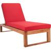 SAFAVIEH Outdoor Collection Solano Natural Brown Solid Wood/Black Cushion Patio Adjustable Chaise Lounge Chair (PAT7024F)(Natural/Red)