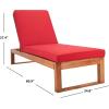 SAFAVIEH Outdoor Collection Solano Natural Brown Solid Wood/Black Cushion Patio Adjustable Chaise Lounge Chair (PAT7024F)(Natural/Red)