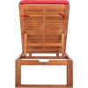 SAFAVIEH Outdoor Collection Solano Natural Brown Solid Wood/Black Cushion Patio Adjustable Chaise Lounge Chair (PAT7024F)(Natural/Red)
