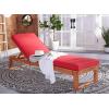 SAFAVIEH Outdoor Collection Solano Natural Brown Solid Wood/Black Cushion Patio Adjustable Chaise Lounge Chair (PAT7024F)(Natural/Red)