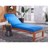 SAFAVIEH Outdoor Collection Solano Natural Brown Solid Wood/Black Cushion Patio Adjustable Chaise Lounge Chair (PAT7024F)(Natural/Royal Blue)