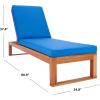 SAFAVIEH Outdoor Collection Solano Natural Brown Solid Wood/Black Cushion Patio Adjustable Chaise Lounge Chair (PAT7024F)(Natural/Royal Blue)