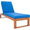 SAFAVIEH Outdoor Collection Solano Natural Brown Solid Wood/Black Cushion Patio Adjustable Chaise Lounge Chair (PAT7024F)(Natural/Royal Blue)
