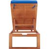 SAFAVIEH Outdoor Collection Solano Natural Brown Solid Wood/Black Cushion Patio Adjustable Chaise Lounge Chair (PAT7024F)(Natural/Royal Blue)