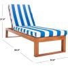 SAFAVIEH Outdoor Collection Solano Natural Brown Solid Wood/Black Cushion Patio Adjustable Chaise Lounge Chair (PAT7024F)(Natural/Royal Blue Striped)