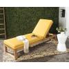 SAFAVIEH Outdoor Collection Solano Natural Brown Solid Wood/Black Cushion Patio Adjustable Chaise Lounge Chair (PAT7024F)(Natural/Yellow)