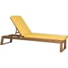 SAFAVIEH Outdoor Collection Solano Natural Brown Solid Wood/Black Cushion Patio Adjustable Chaise Lounge Chair (PAT7024F)(Natural/Yellow)