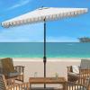 SAFAVIEH Outdoor Collection Venice Grey 7 x 10 Ft Rectangular Auto Tilt UV Protected Umbrella(Ivory/Black)