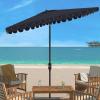 SAFAVIEH Outdoor Collection Venice Grey 7 x 10 Ft Rectangular Auto Tilt UV Protected Umbrella(Navy/White)