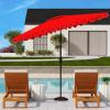 SAFAVIEH Outdoor Collection Venice Grey 7 x 10 Ft Rectangular Auto Tilt UV Protected Umbrella(Red)