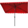 SAFAVIEH Outdoor Collection Venice Grey 7 x 10 Ft Rectangular Auto Tilt UV Protected Umbrella(Red)