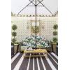 SAFAVIEH Outdoor Collection Venice Yellow 7.5 Ft Square Auto Tilt UV Protected Umbrella(Ivory/Black)