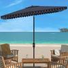 SAFAVIEH Outdoor Collection Venice Yellow 7.5 Ft Square Auto Tilt UV Protected Umbrella(Navy/White)