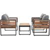 SAFAVIEH Outdoor Collection Vesta Black/Grey Solid Wood 4-Piece Conversation Set(Black/Grey)