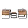 SAFAVIEH Outdoor Collection Vesta Black/Grey Solid Wood 4-Piece Conversation Set(Black/Light Grey)