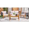 SAFAVIEH Outdoor Collection Wilson Brown Acacia Wood/Grey Cushion & Rope 4-Piece Conversation Patio Set(Grey/Light Grey)
