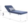 SAFAVIEH Outdoor Collection Yves Nautical Navy/White Adjustable Chaise Lounge Chair with Striped Pillow (PAT4042A)