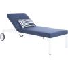 SAFAVIEH Outdoor Collection Yves Nautical Navy/White Adjustable Chaise Lounge Chair with Striped Pillow (PAT4042A)